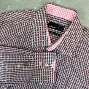 Quieti Button Down Shirt Mens M Purple Geometric 3D Cube Print Fine Cotton 0261